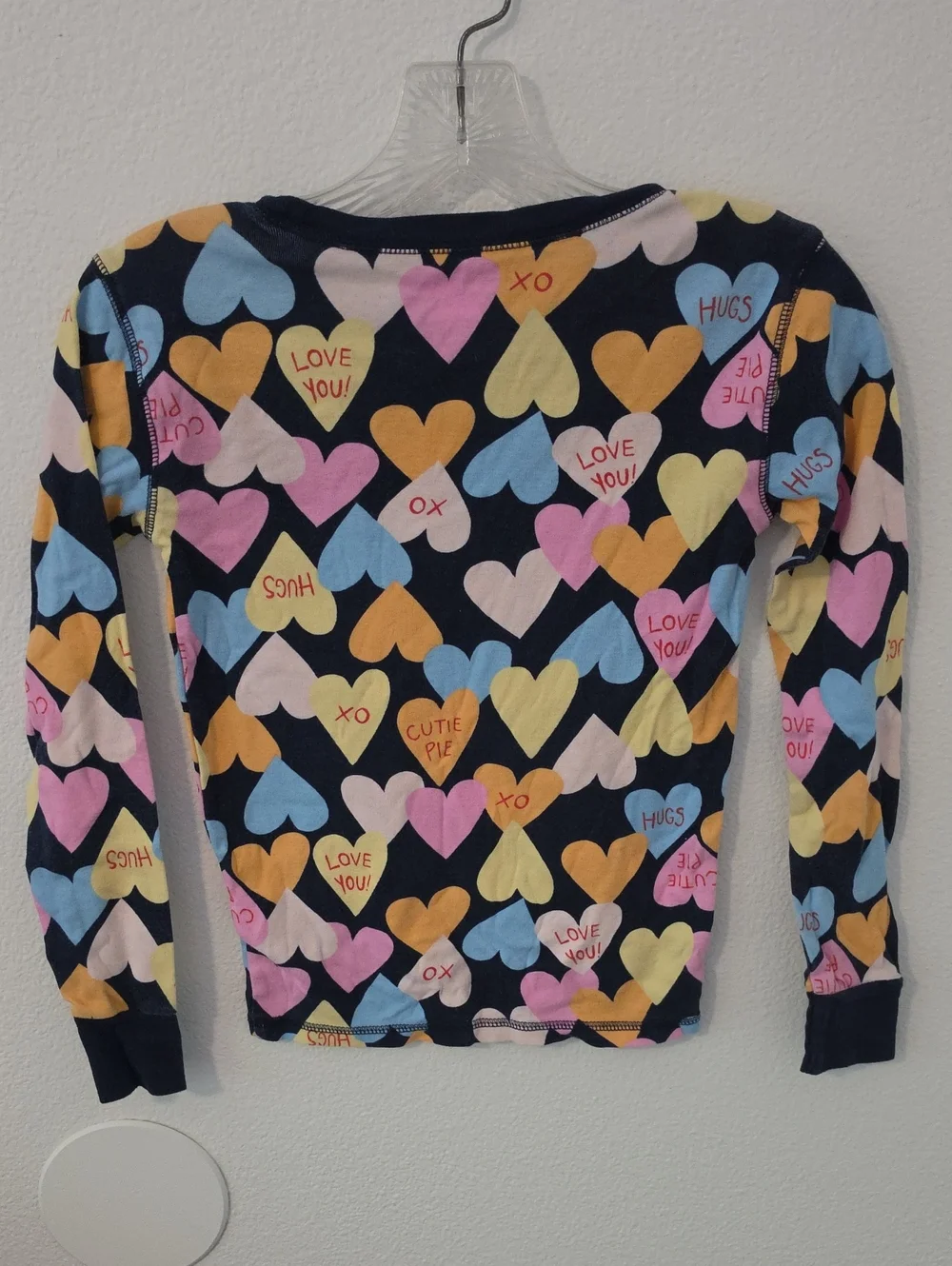Old Navy Girls' Navy Heart Print Long-Sleeve Shirt Size 10